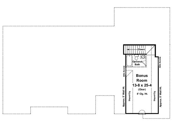 Floor Plan Bonus Room of Acadian Plan #141-1106