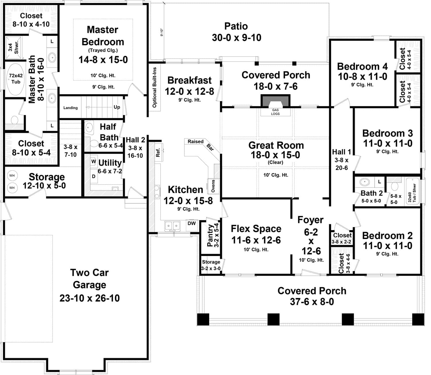Floor Plan First Story of Country Plan #141-1107