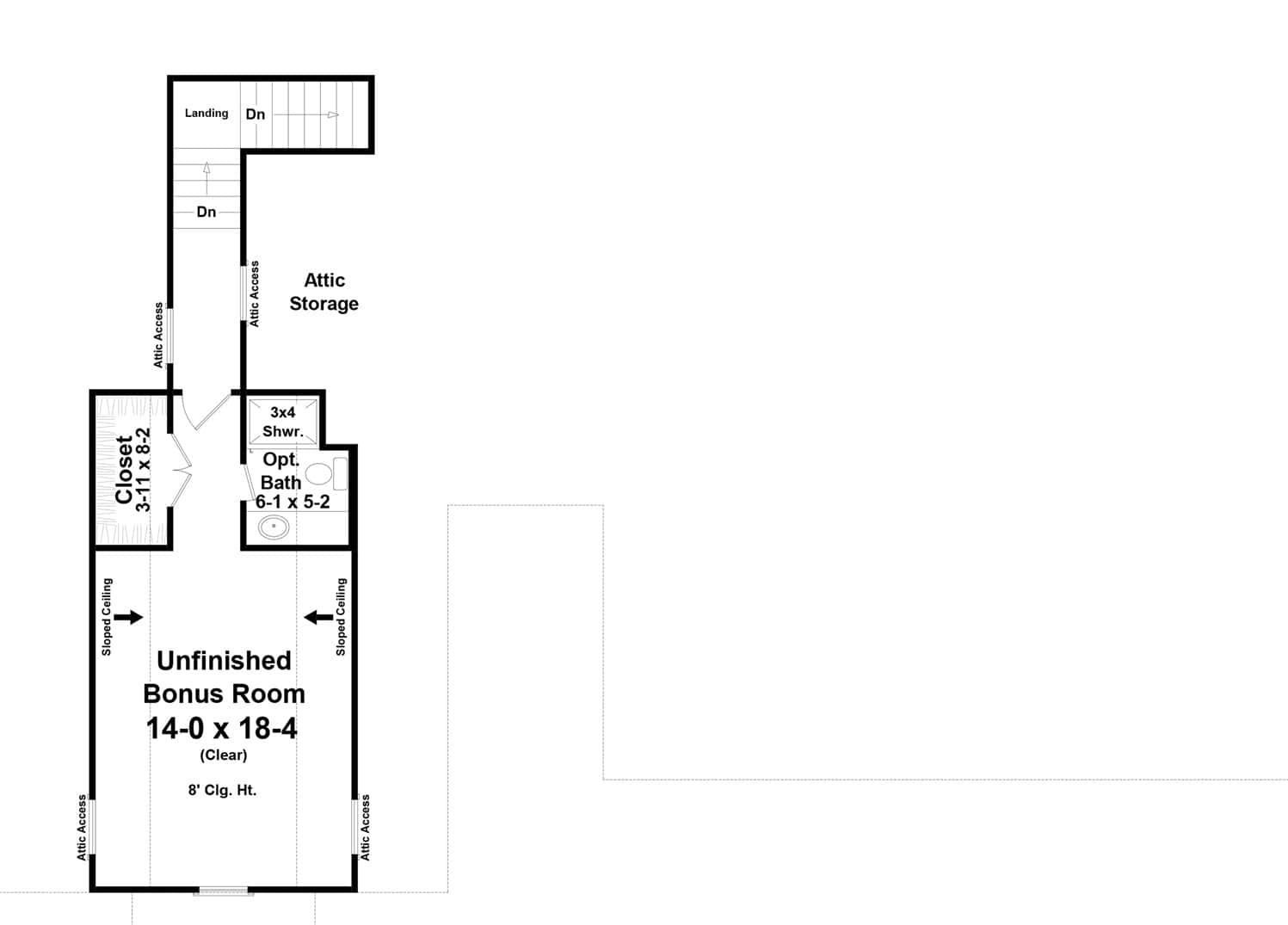 Floor Plan Bonus Room of Country Plan #141-1107