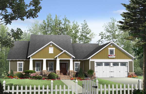 Here is a beautifully colored rendering of these Craftsman Home Plans.