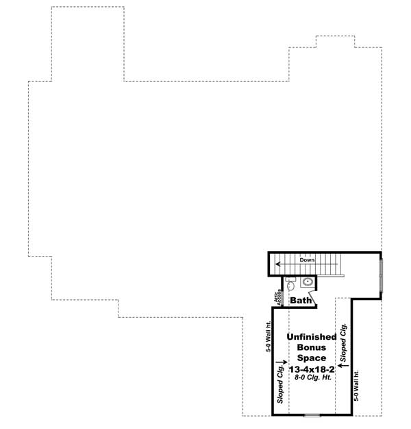 Floor Plan Bonus Room of Acadian Plan #141-1109