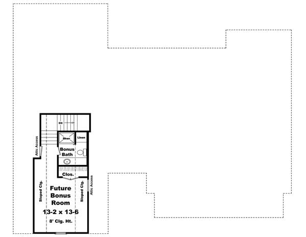 Floor Plan Bonus Room of Country Plan #141-1110