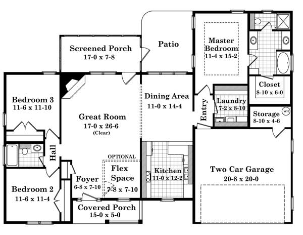 Floor Plan First Story of Country Plan #141-1111