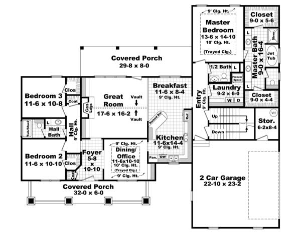 Floor Plan First Story of Country Plan #141-1114