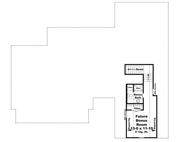 Floor Plan Bonus Room of Country Plan #141-1114