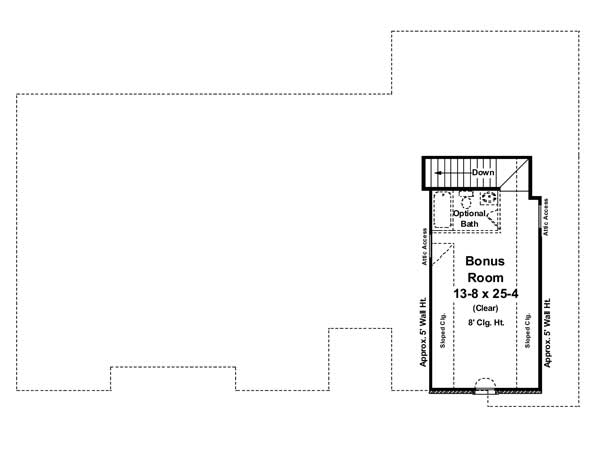 Floor Plan Bonus Room of Acadian Plan #141-1116