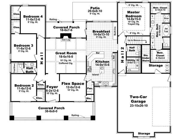 Floor Plan First Story of Country Plan #141-1117