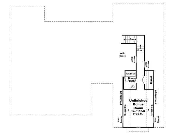 Floor Plan Bonus Room of Country Plan #141-1117