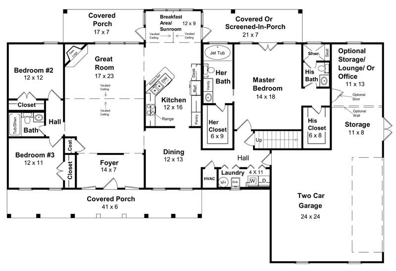 Floor Plan First Story of Country Plan #141-1122