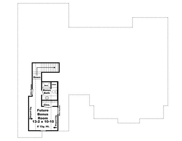 Floor Plan Bonus Room of Acadian Plan #141-1123