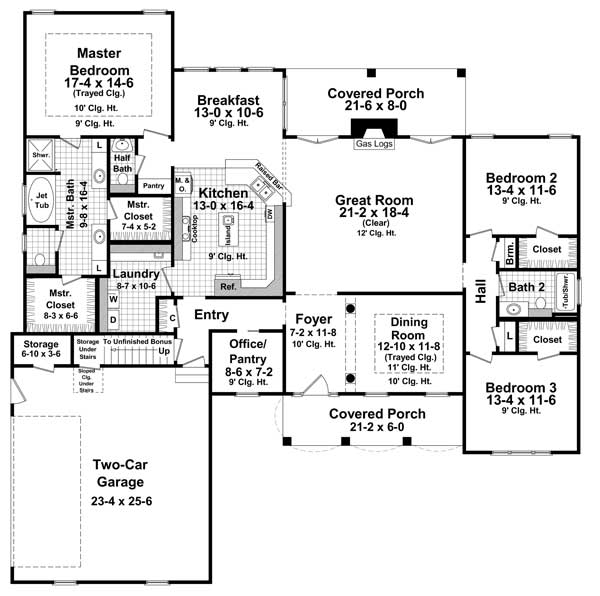 Floor Plan First Story of Cape Cod Plan #141-1124