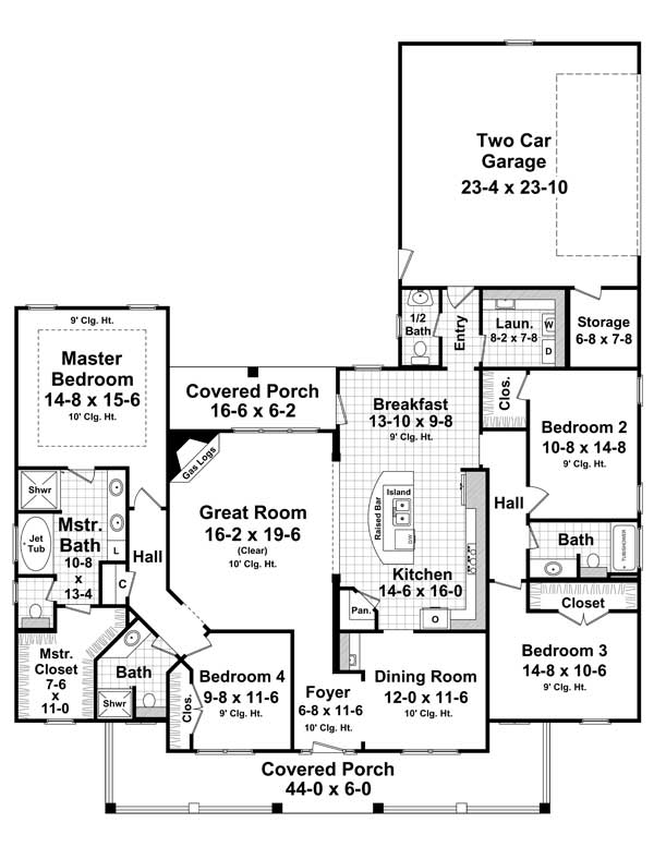 Floor Plan First Story of Country Plan #141-1125
