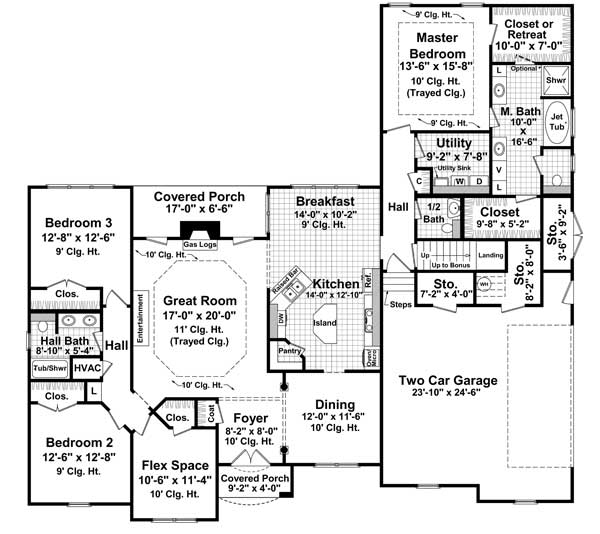 Floor Plan First Story of European Plan #141-1126