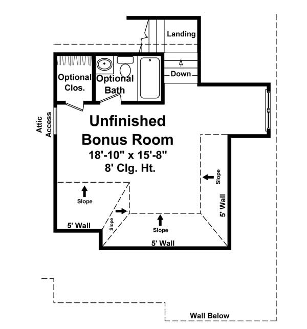 Floor Plan Second Story of European Plan #141-1126
