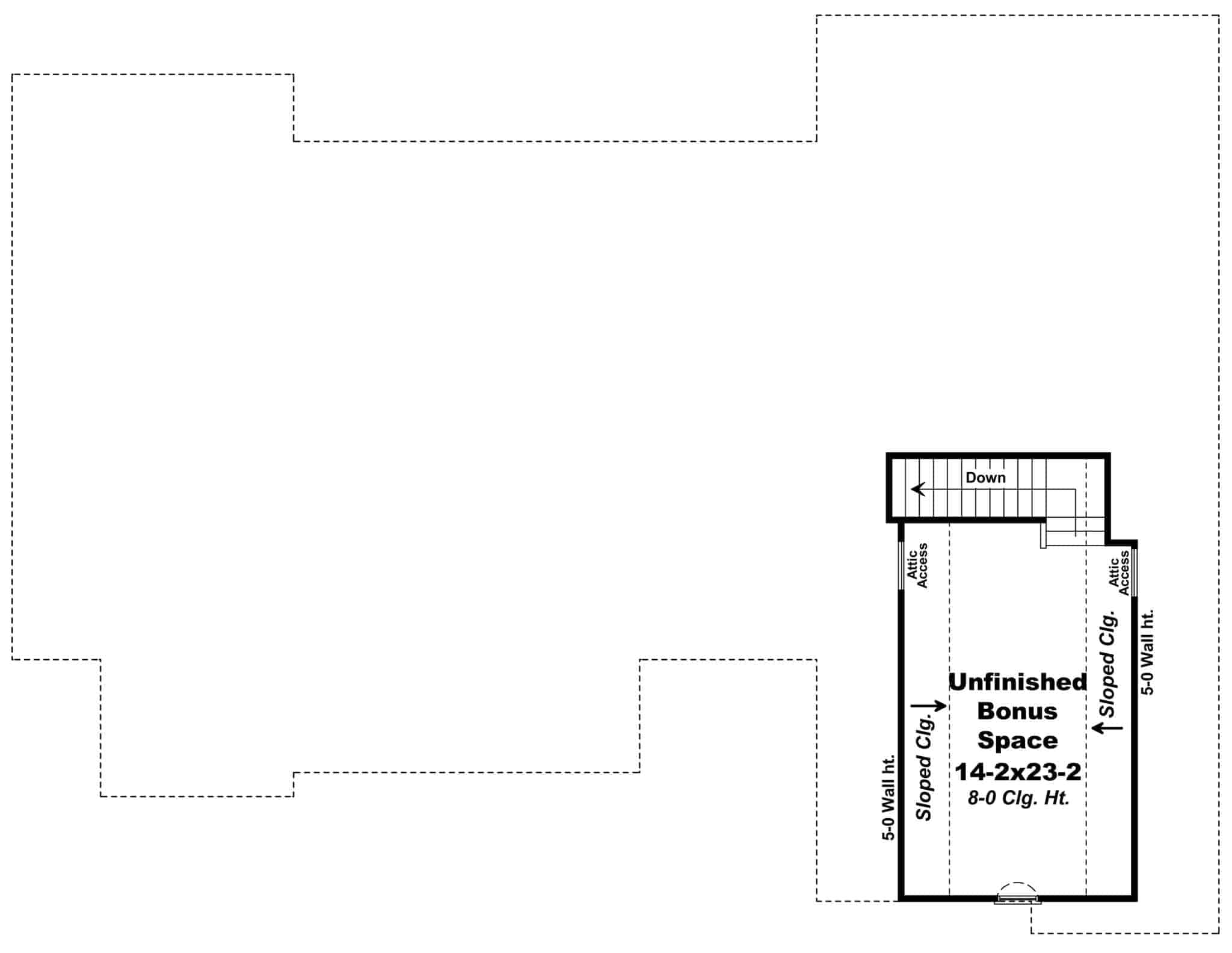 Floor Plan Bonus Room of Acadian Plan #141-1127