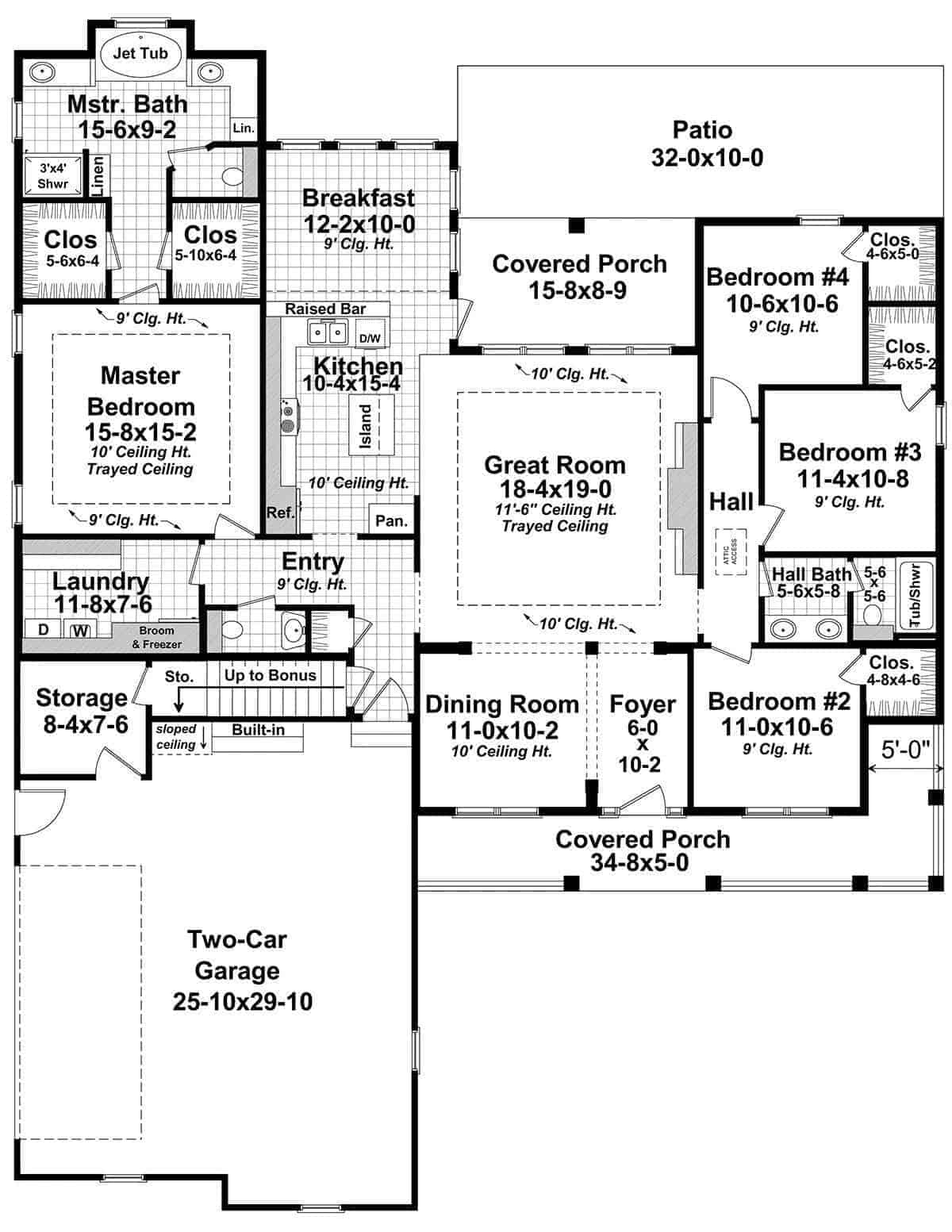 Floor Plan First Story of Cape Cod Plan #141-1129