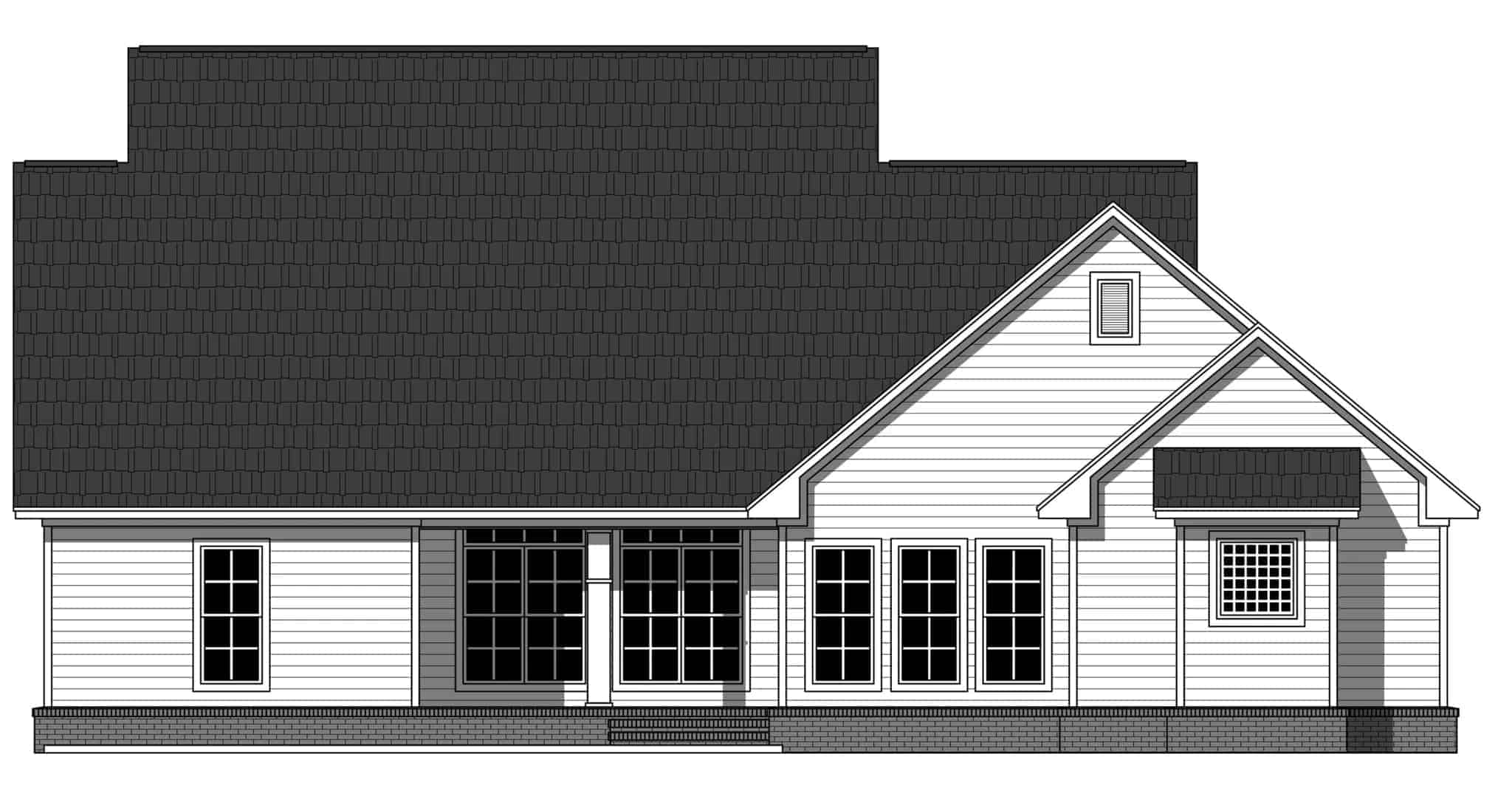 Home Plan Rear Elevation of this 4-Bedroom,2255 Sq Ft Plan -141-1129