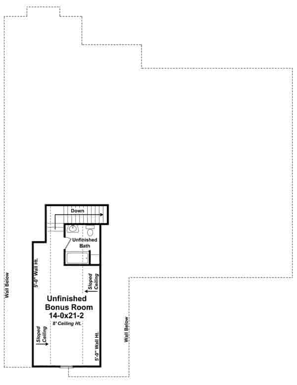 Floor Plan Bonus Room of Cape Cod Plan #141-1129