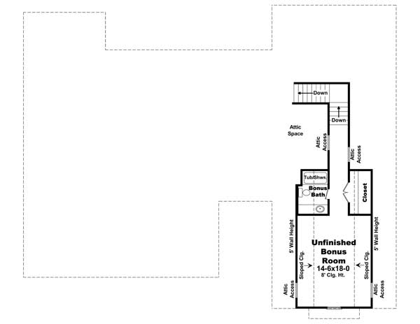 Floor Plan Bonus Room of Country Plan #141-1132