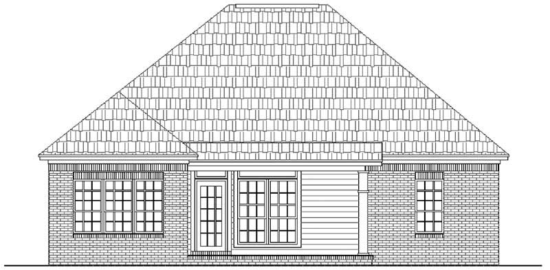 Home Plan Rear Elevation of this 3-Bedroom,1251 Sq Ft Plan -141-1133