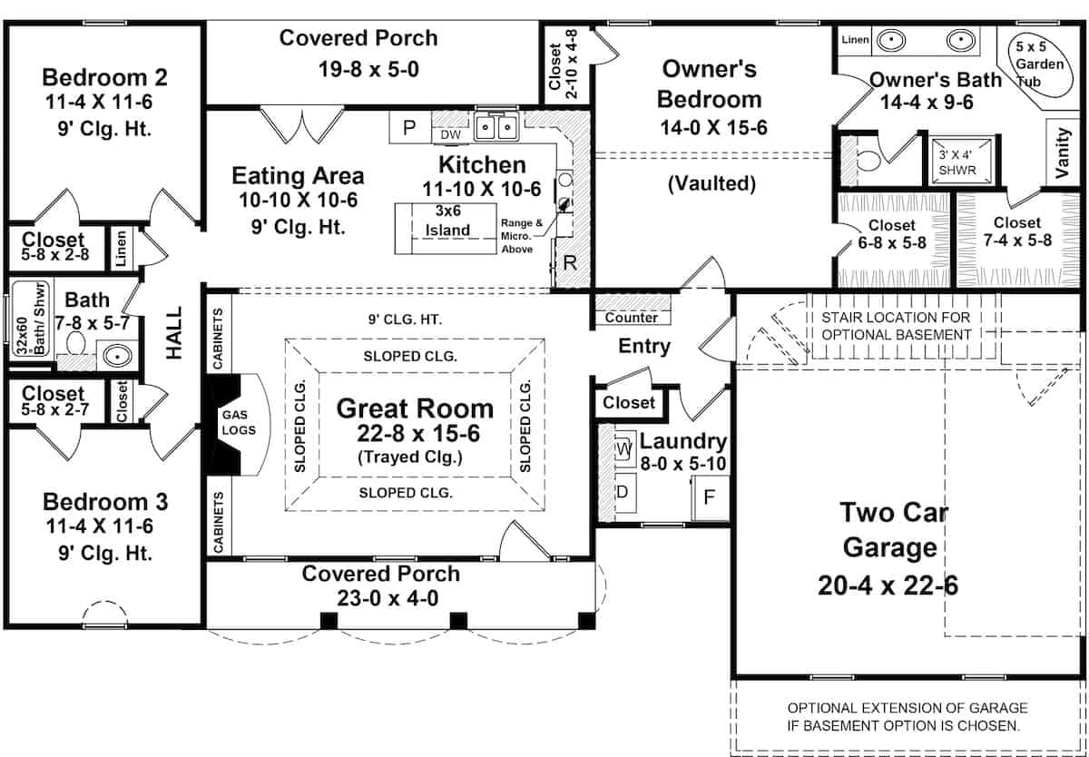 Main Level of Ranch Plan #141-1134