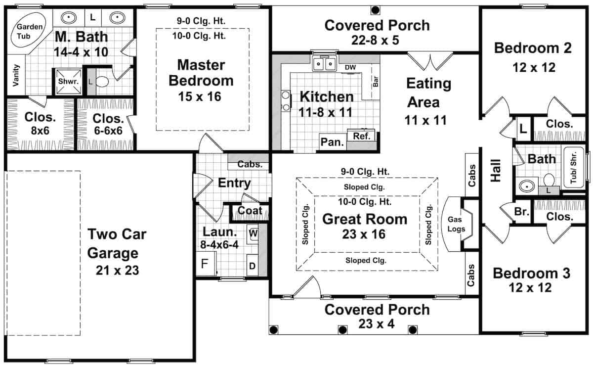 Main Level of Ranch Plan #141-1135