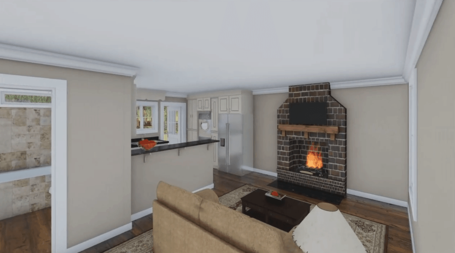Living Room of this 1-Bedroom, 600 Sq Ft Plan - 141-1140
