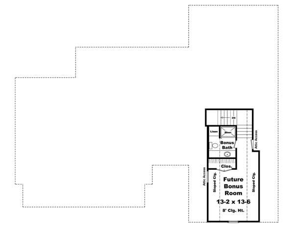 Floor Plan Second Story of Craftsman Plan #141-1144