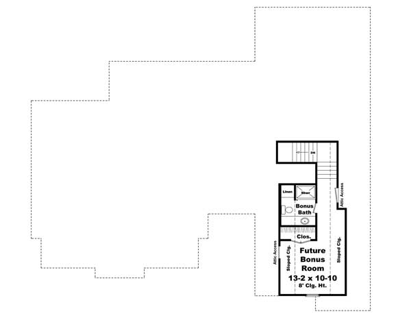 Floor Plan Bonus Room of Acadian Plan #141-1146