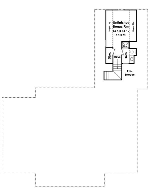 Floor Plan Bonus Room of Acadian Plan #141-1148