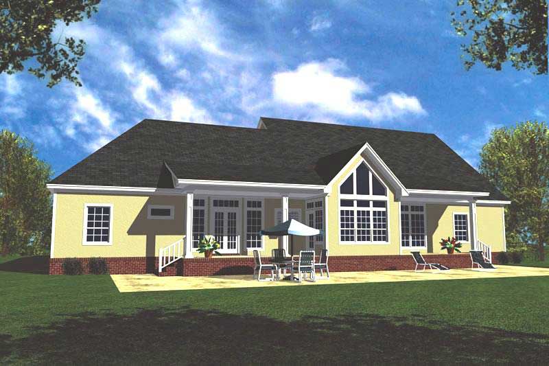 Home Plan Rear Elevation of this 3-Bedroom,2505 Sq Ft Plan -141-1150