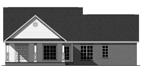 Home Plan Rear Elevation of this 3-Bedroom,1354 Sq Ft Plan -141-1151