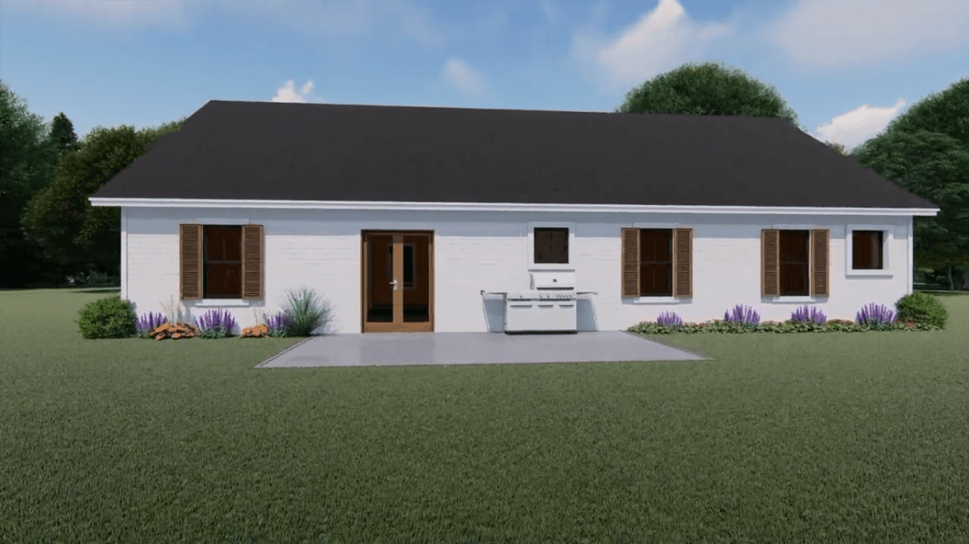 Rear View of this 3-Bedroom, 1400 Sq Ft Plan - 141-1152