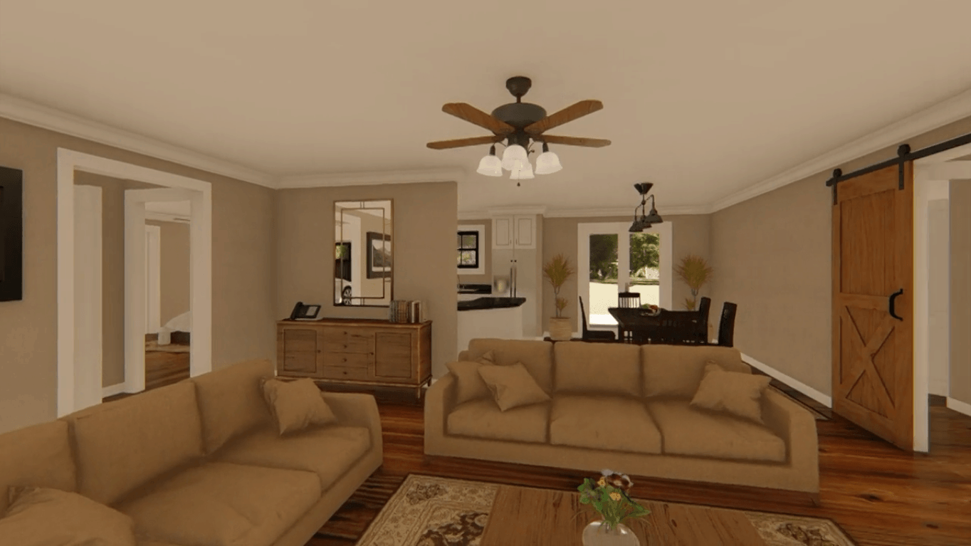 Living Room of this 3-Bedroom, 1400 Sq Ft Plan - 141-1152
