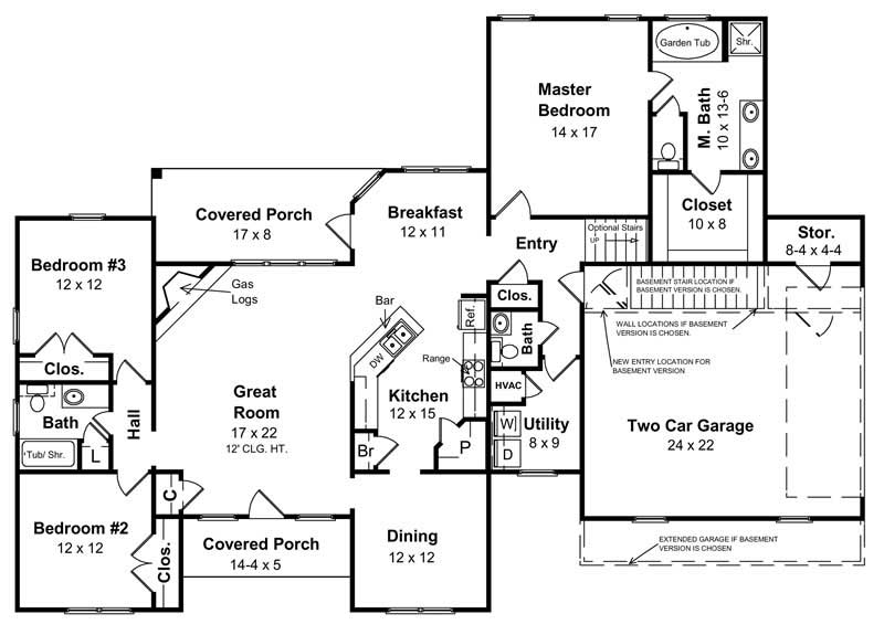 Floor Plan First Story of European Plan #141-1153