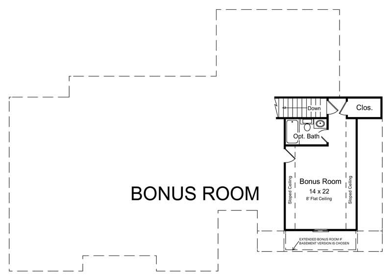 Floor Plan Second Story of European Plan #141-1153