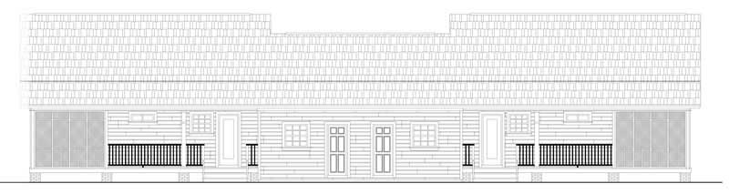 Home Plan Rear Elevation of this 1-Bedroom,1200 Sq Ft Plan -141-1155