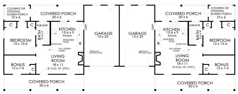 Floor Plan First Story of Transitional Plan #141-1155