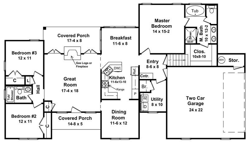 Floor Plan First Story of European Plan #141-1157
