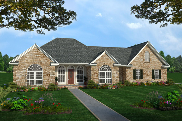 Color rendering of Country home plan (ThePlanCollection: House Plan #141-1158C