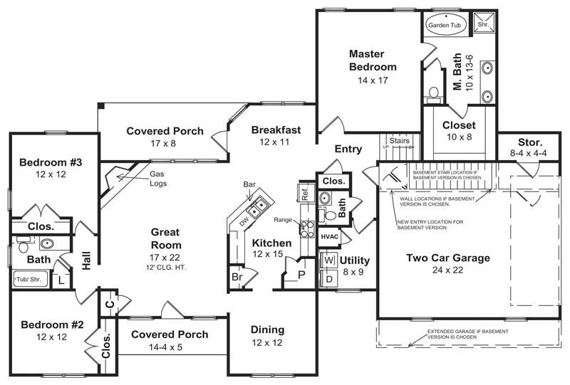 Floor Plan First Story of Country Plan #141-1158