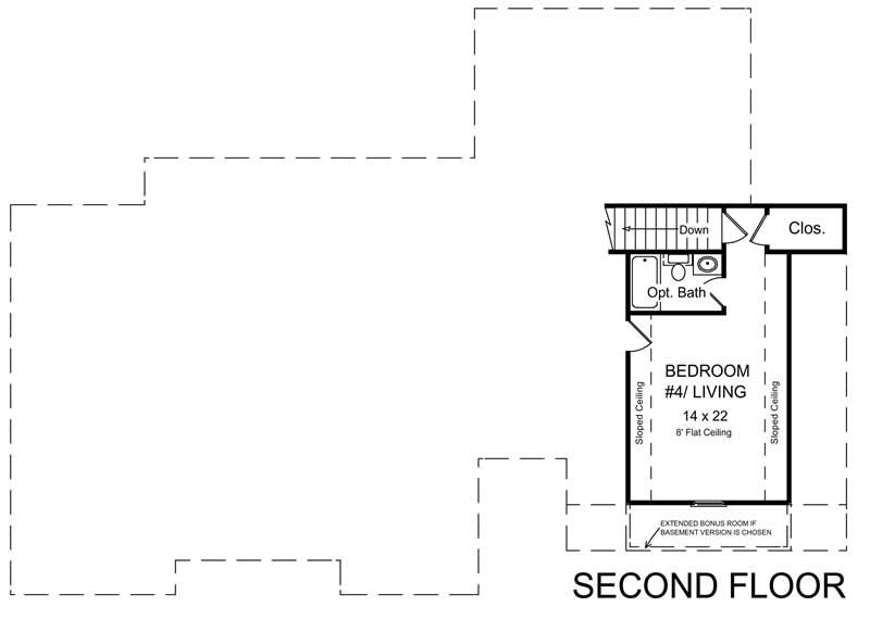 Floor Plan Second Story of Country Plan #141-1158