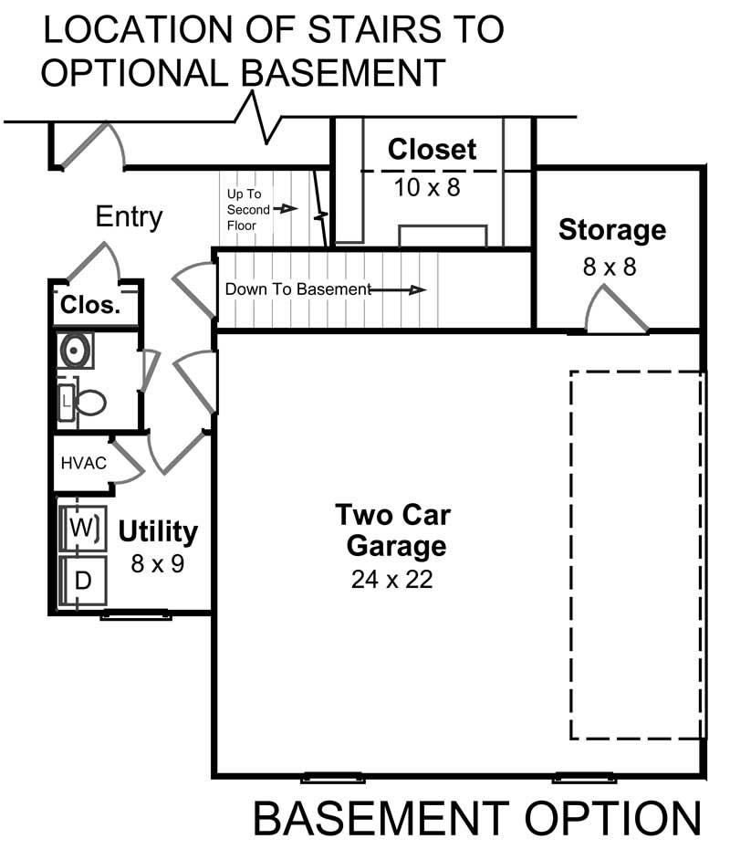 Floor Plan Basement of Country Plan #141-1158