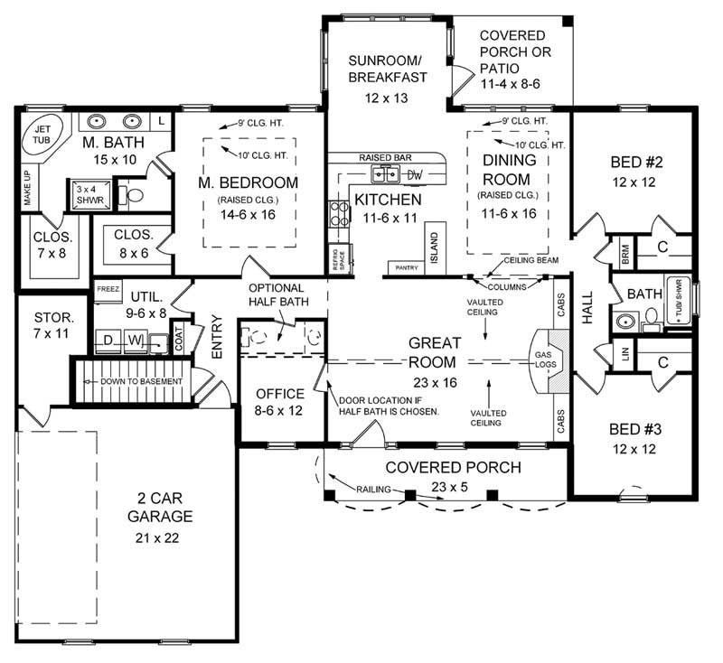 Floor Plan First Story of Country Plan #141-1159