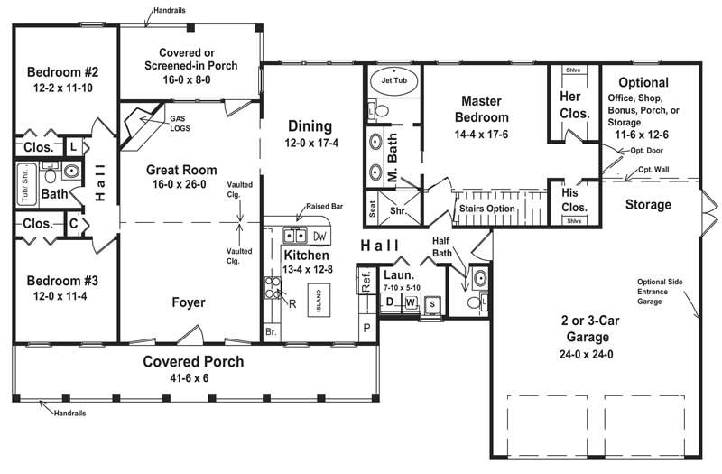 Floor Plan First Story of Small House Plans #141-1164