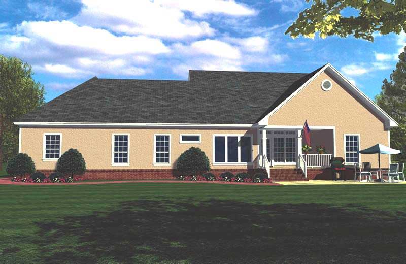 Home Plan Rear Elevation of this 3-Bedroom,1799 Sq Ft Plan -141-1164