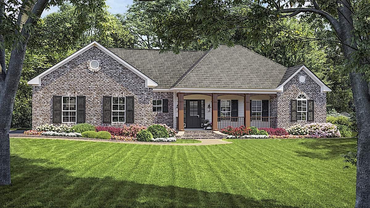 Ranch style home (ThePlanCollection: Plan #141-1166)