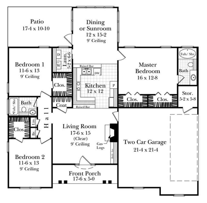 Floor Plan First Story of Country Plan #141-1168