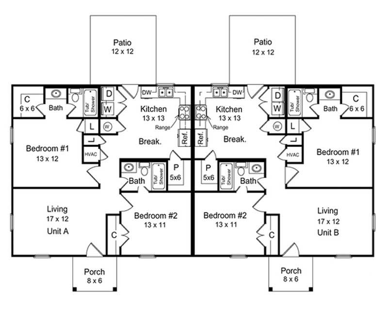 Floor Plan First Story of Multi-Unit Plan #141-1169