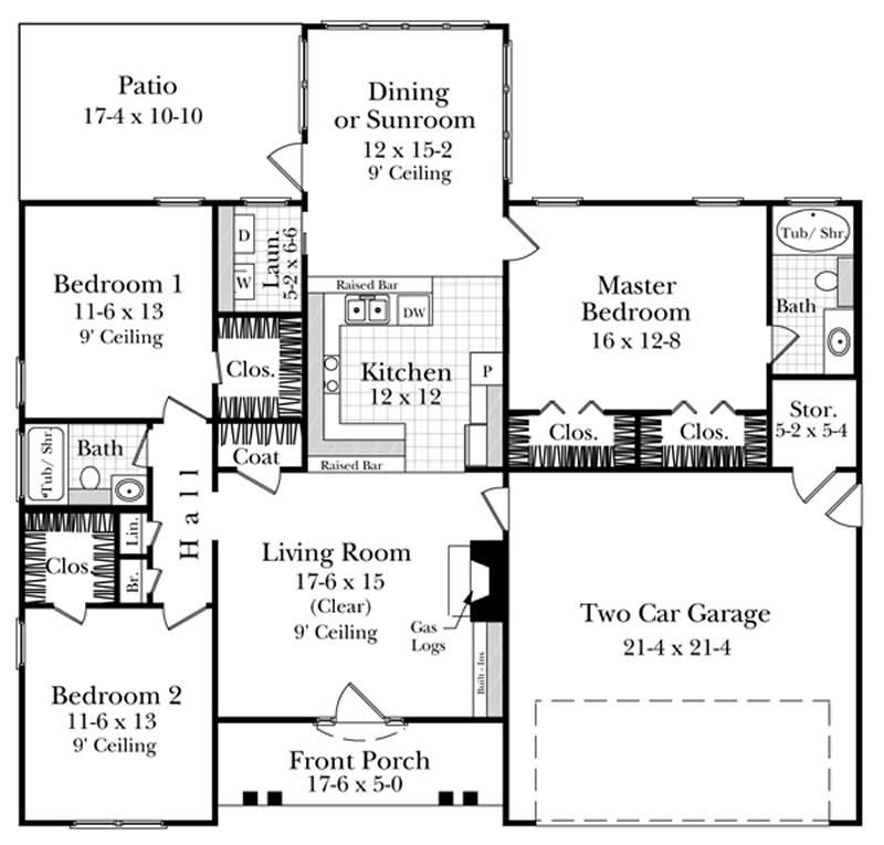 Floor Plan First Story of Country Plan #141-1171